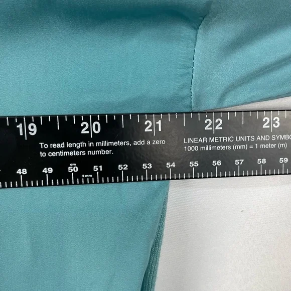 H Halston Sweater Womens Small Turquoise Blue Green Knit Front Satiny Back Ruch - Picture 8 of 8